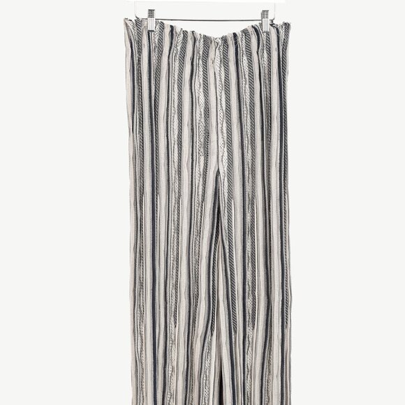 Giorgio Armani Navy Greys Silk Cashmere Multipattern Stripe Knit Pant - Picture 2 of 11